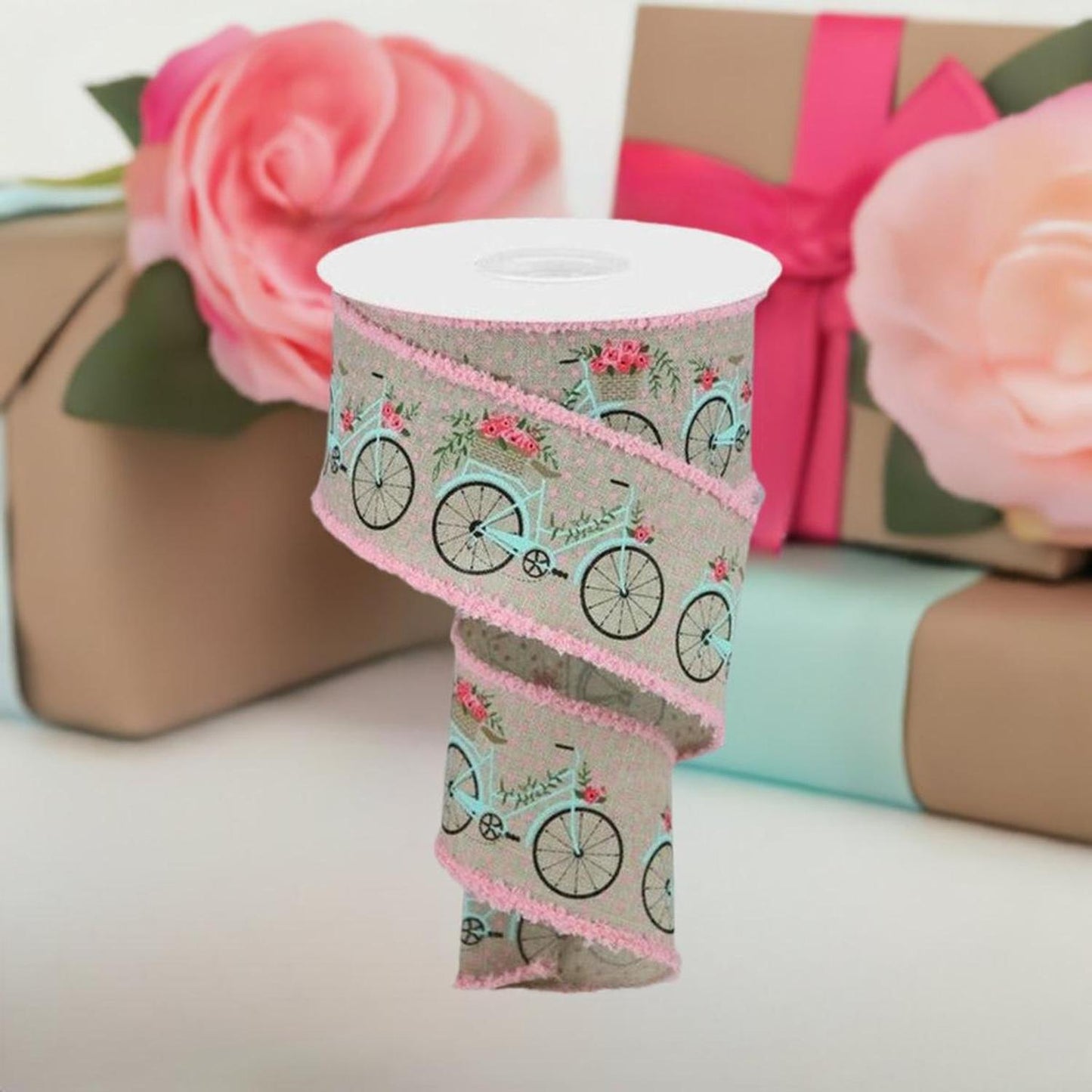 2.5" Bicycle Royal Drift Ribbon: Lt Natural (10 Yards)