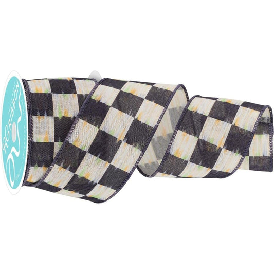 2.5" Bold Antique Checkerboard Ribbon: Black (10 Yards)
