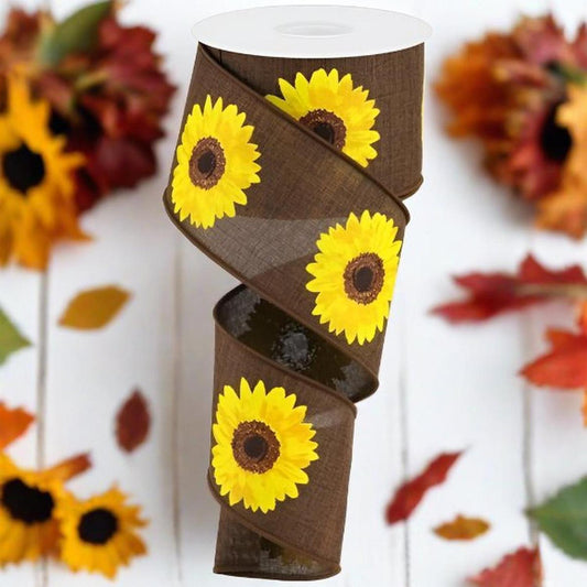 2.5" Bold Sunflower Ribbon: Dark Brown (10 Yards)