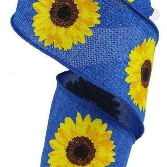 2.5" Bold Sunflower Ribbon: Navy Blue (10 Yards)