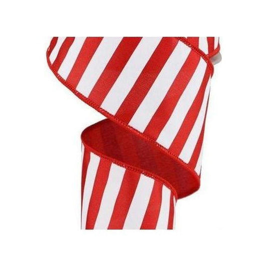 2.5" Medium Horizontal Stripe Ribbon: Red & White (10 Yards)