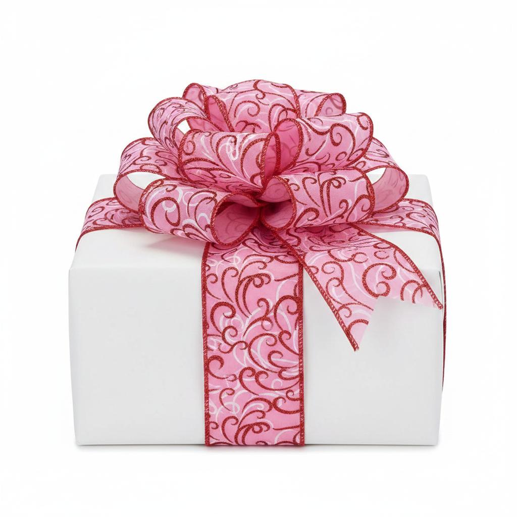 2.5" Multi Swirls Glitter Ribbon: Pink/Red (10 Yard)