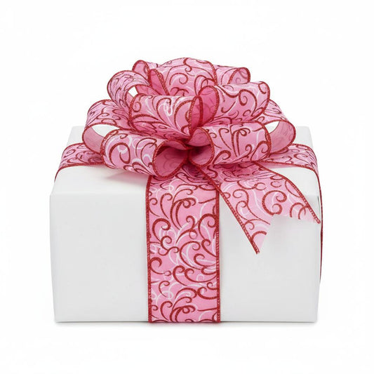 2.5" Multi Swirls Glitter Ribbon: Pink/Red (10 Yard)
