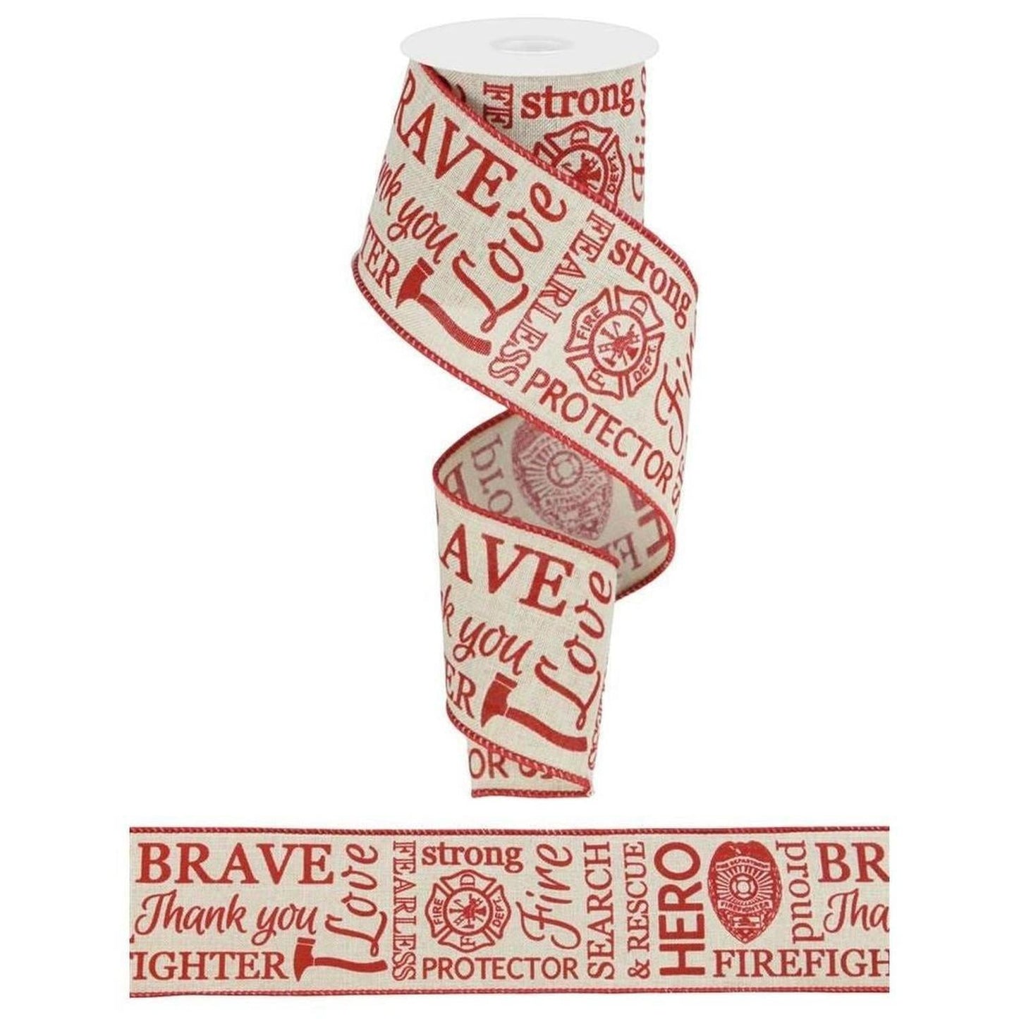 2.5" Natural Canvas Firefighter Support Ribbon (10 Yards)
