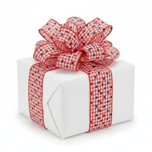 2.5" Polka Dot Gingham Check Ribbon: Red (10 Yard)