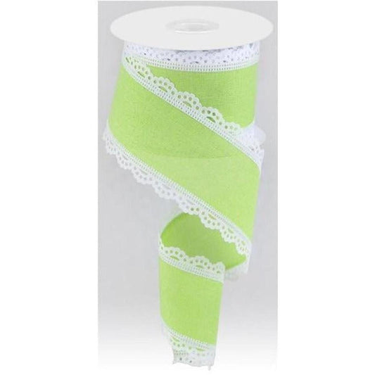 2.5" Scalloped Edge Ribbon: Lime Green (10 Yard)