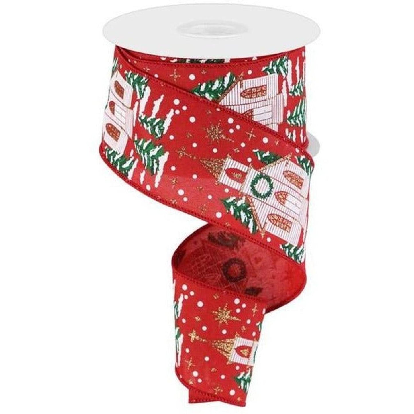 2.5" Winter Church Ribbon: Cranberry Red (10 Yards)