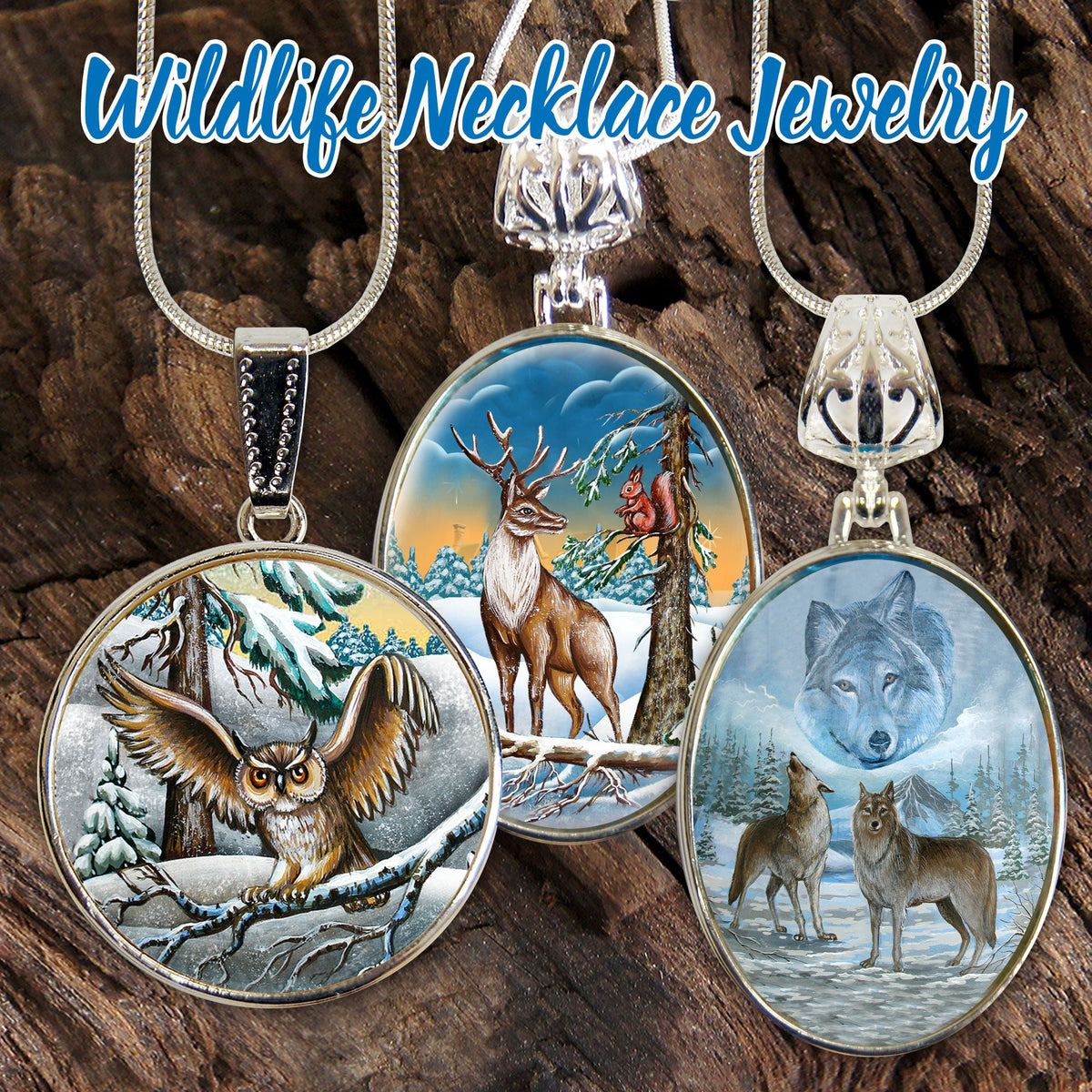 Sky Wolves Howling Silver Plated Mother of Pearl Jewelry Pendant Necklace - 44035