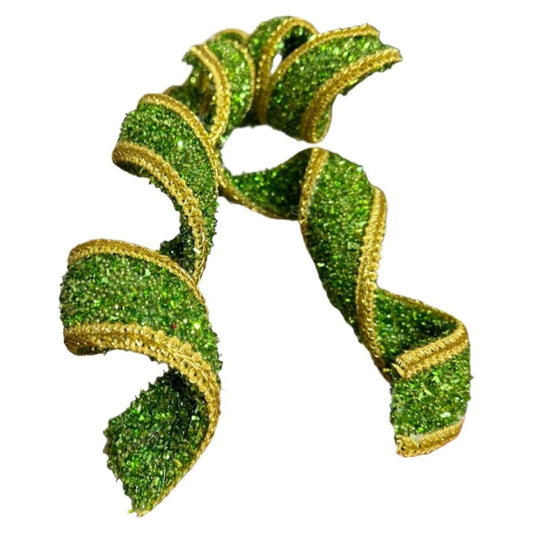 28" Fabric Gold Trim Spray: Green/Gold