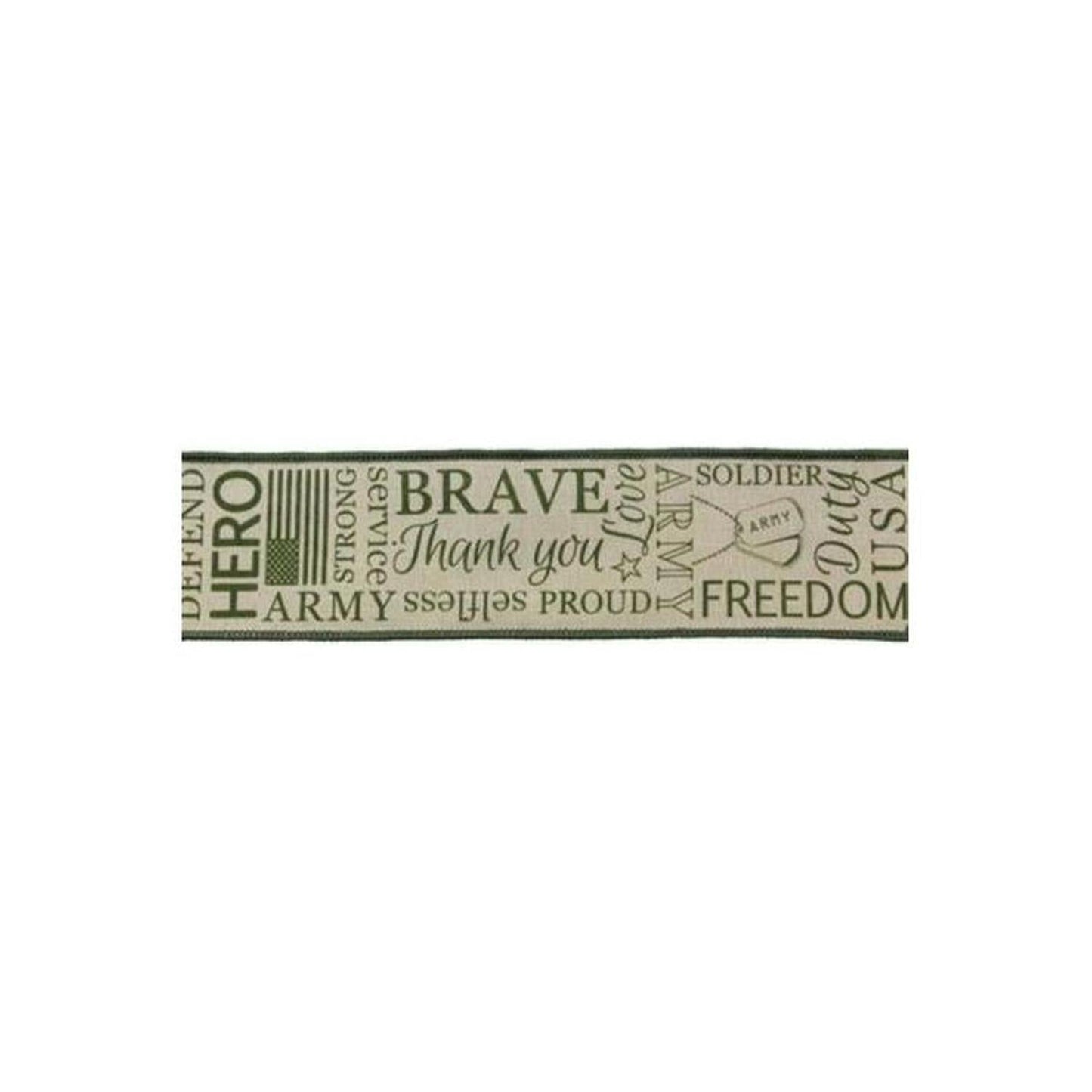 2.5" Army Ribbon: Army Green & Natural (10 Yards)