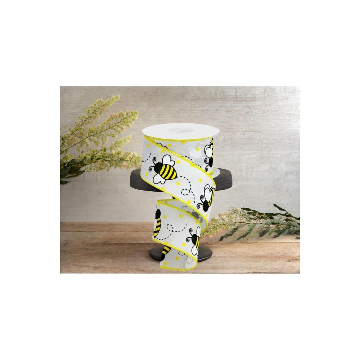 2.5" Bumblebee Royal Ribbon: White (10 Yards)