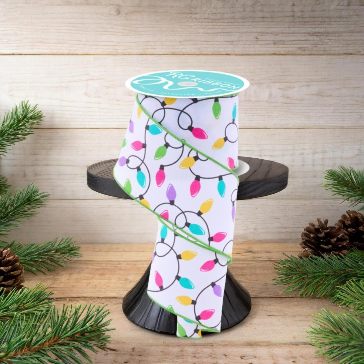 2.5" Christmas Lights Ribbon: Pastel (10 Yards)