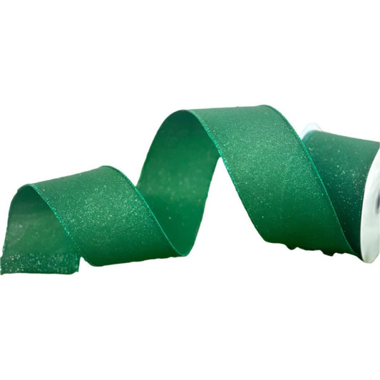 2.5" Fine Glitter On Faux Royal: Emerald Green (10 Yards)