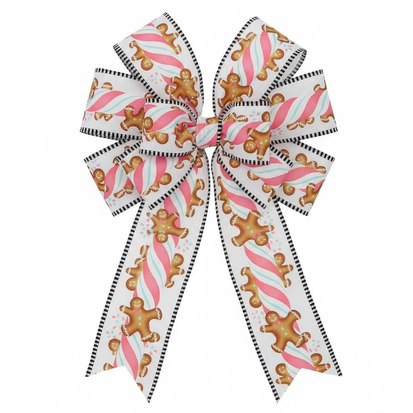 2.5" Gingerbread Kids Stripe Ribbon: White/Pink (10 Yards)