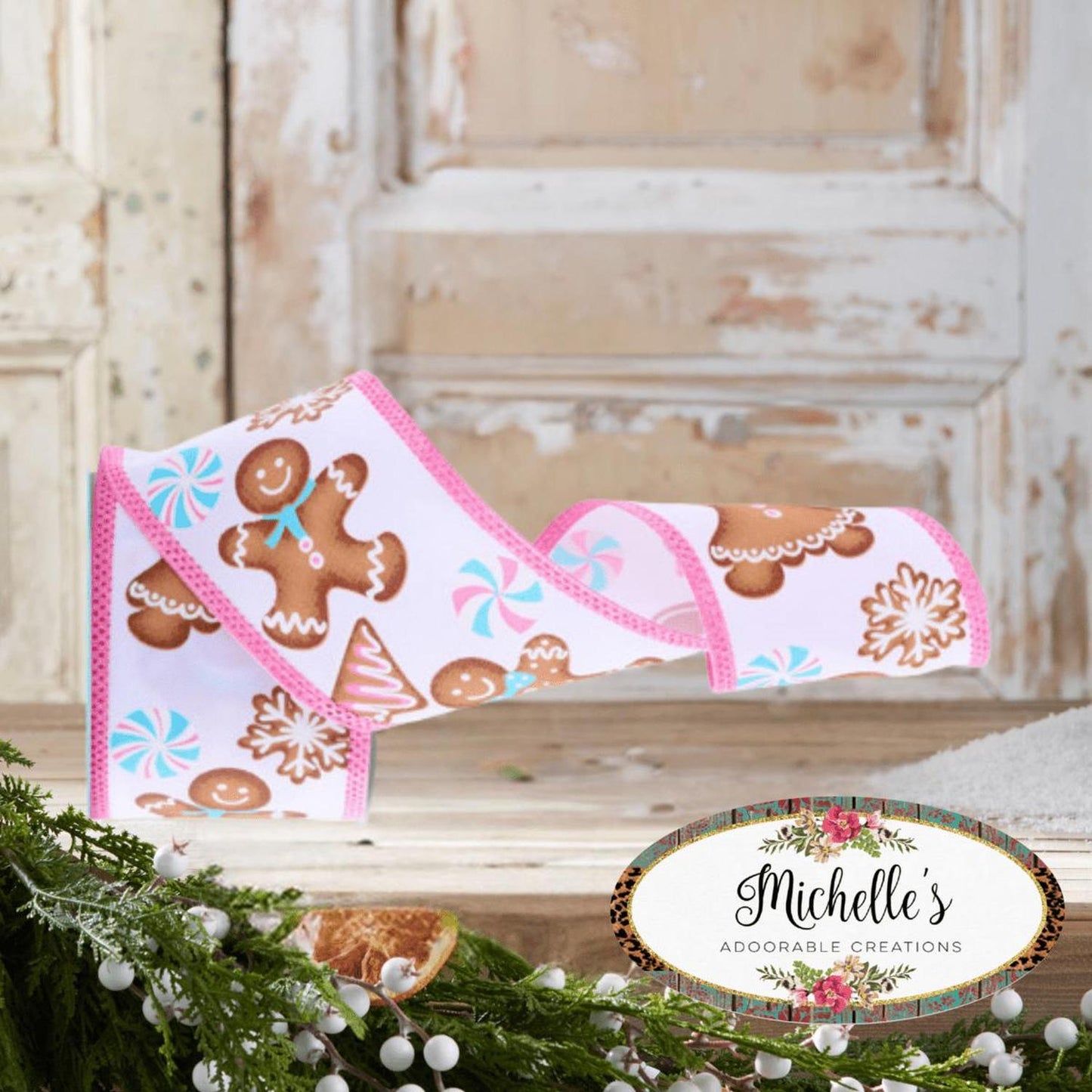 2.5" Gingerbread Royal Ribbon: White (10 Yards)