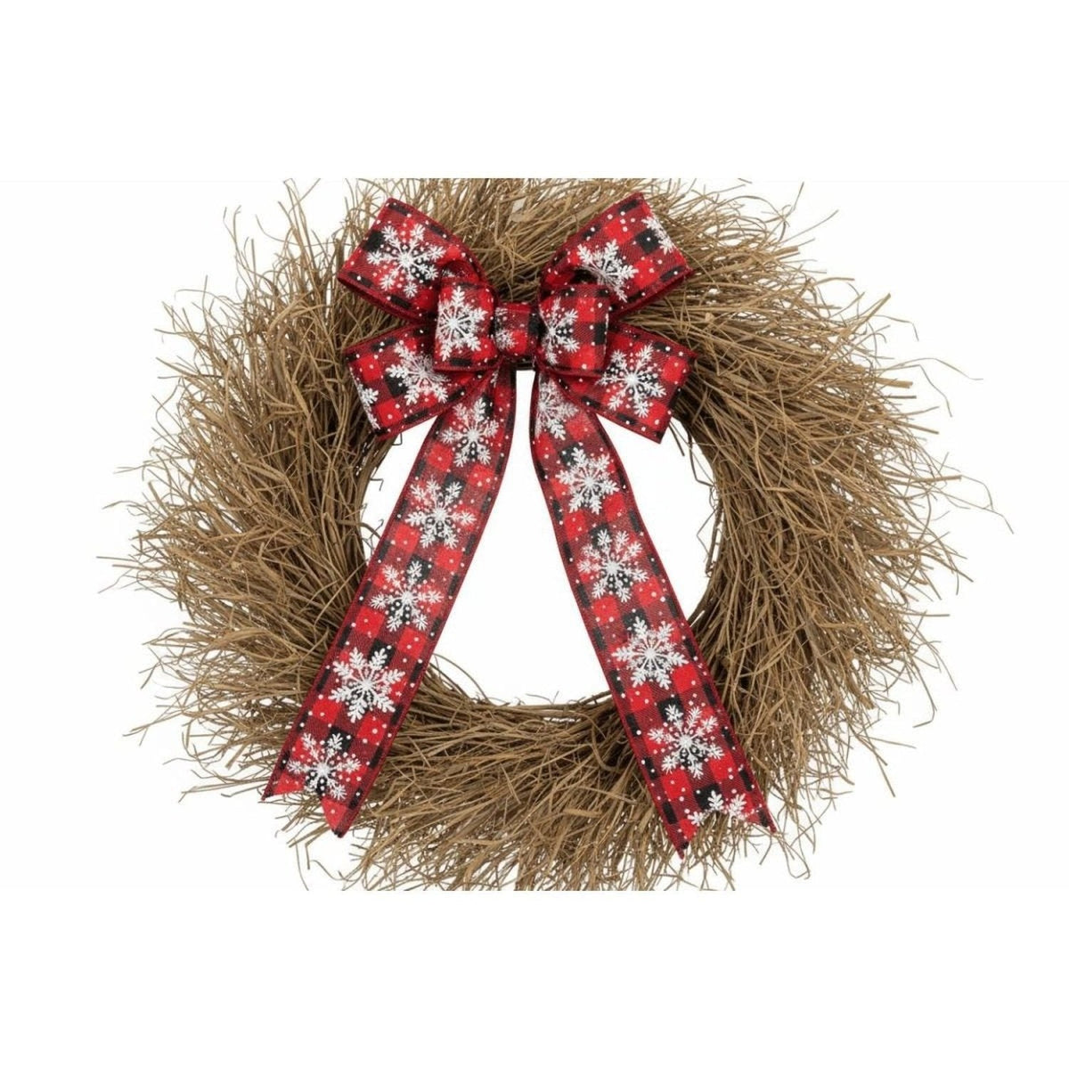 2.5" Glittered Snowflakes Ribbon: Buffalo Plaid (10 Yards)