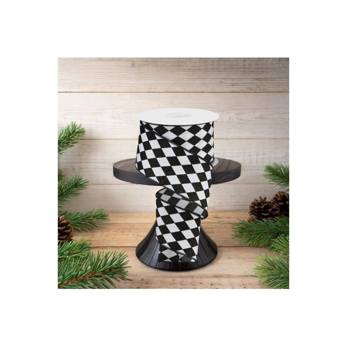 2.5" Harlequin Ribbon: Black (10 Yards)