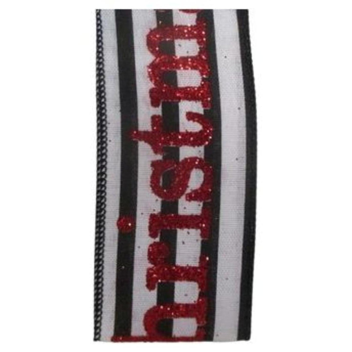2.5" Merry Christmas Ribbon: Black/White