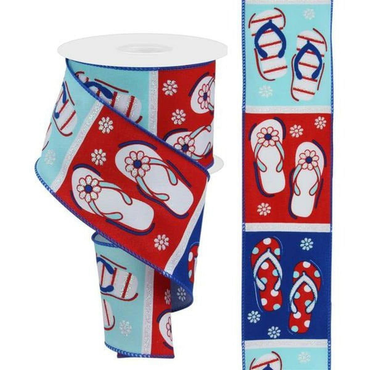 2.5" Patriotic Flip Flop Ribbon: Red (10 Yard)
