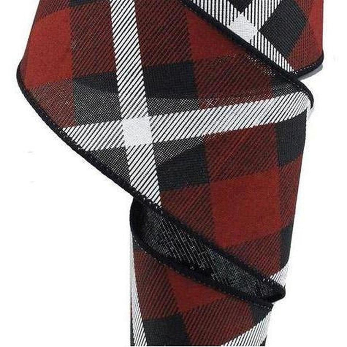 2.5" Printed Plaid Ribbon: Black, Red and White
