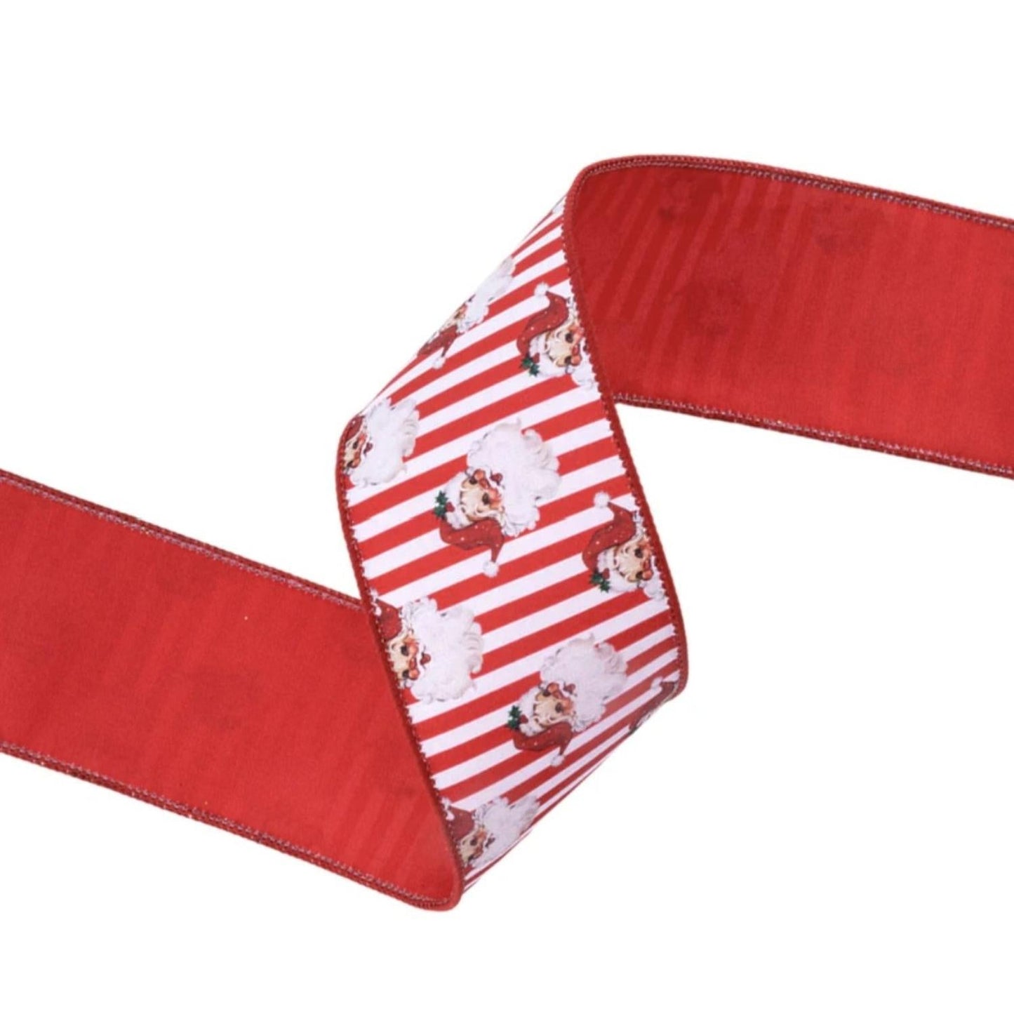 2.5in Vintage Santa Striped Ribbon: Red/White (10 Yards)