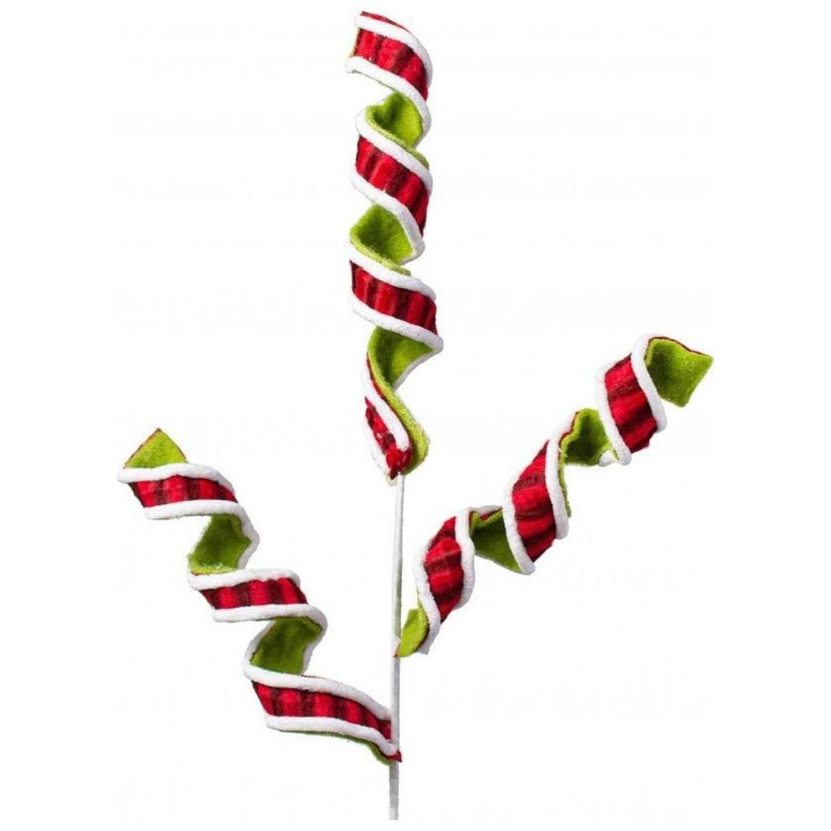 30" Fabric Curly Spray: Red & Green