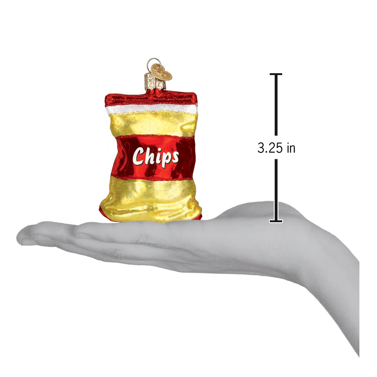 a hand holding a bag of chips