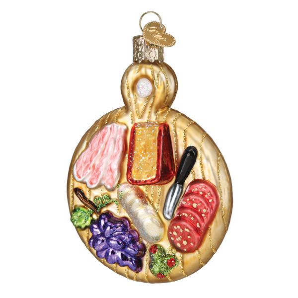a christmas ornament with food items on it