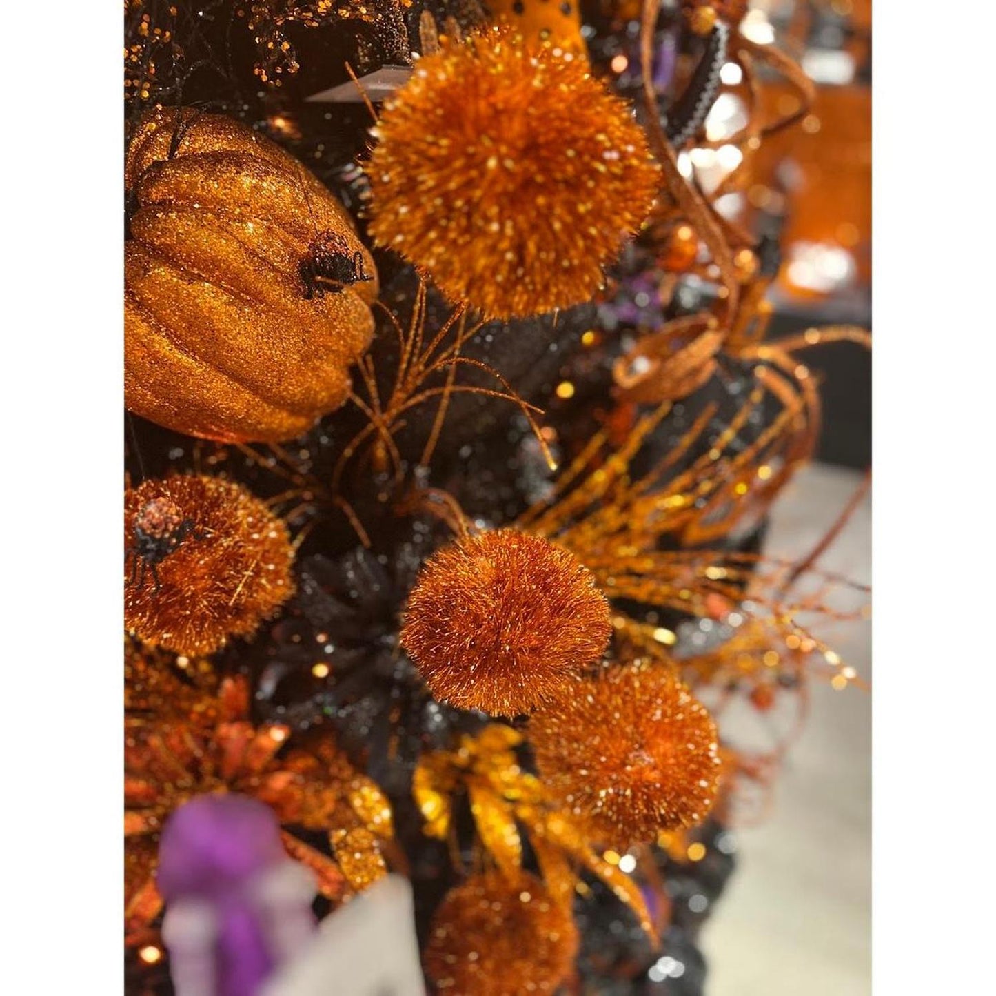 35" Glitter Pom Pom Spray: Orange