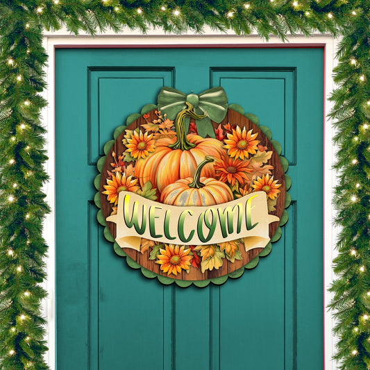 Welcome Front Door Welcome Sign, Wooden Front Porch Decor by G. Debrekht Thanksgiving Halloween Decor - 933123H