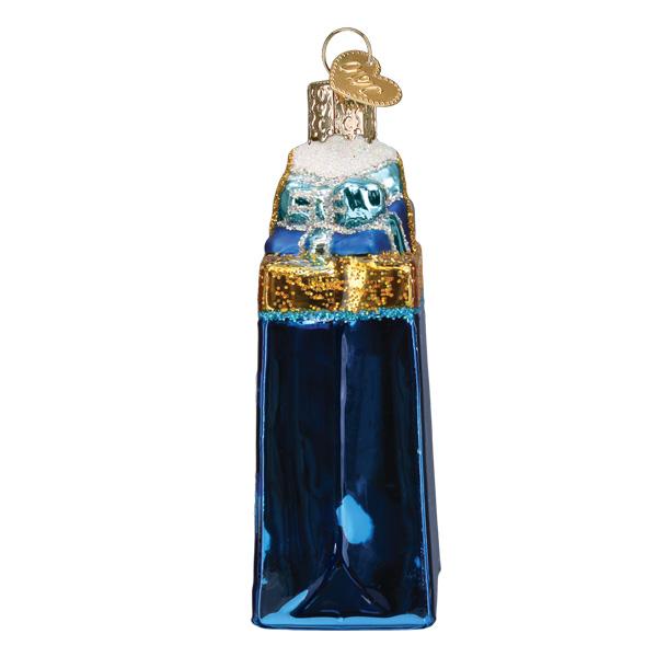 a blue and gold christmas ornament