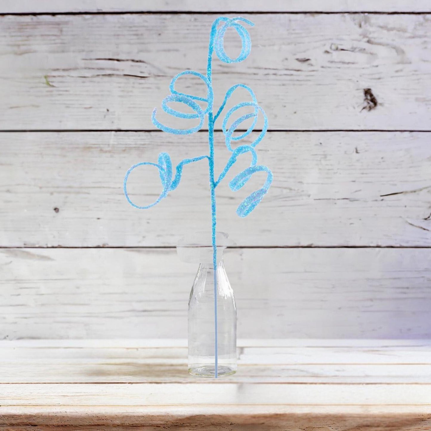 39" Iridescent Curly Hanging Spray: Soft Blue