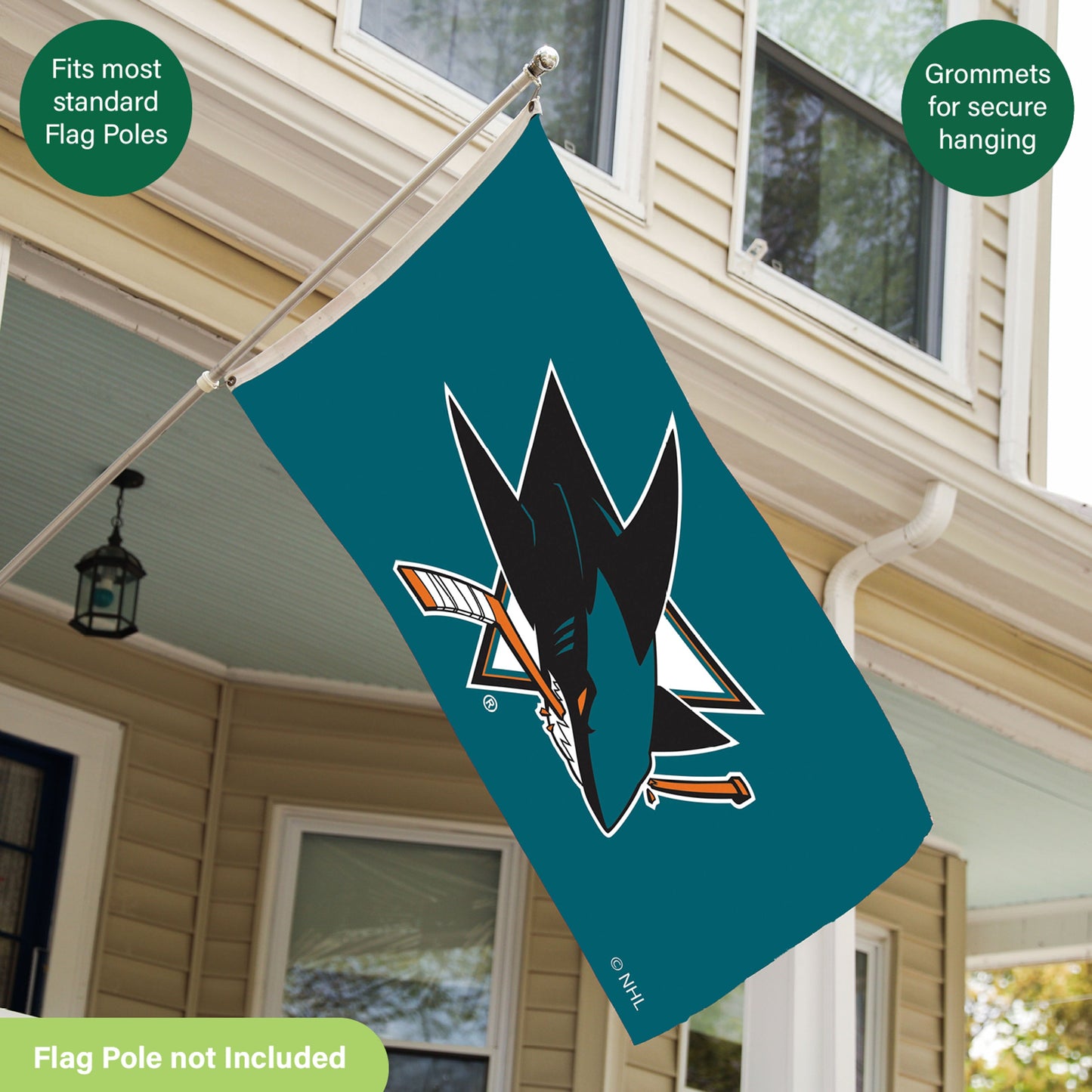 San Jose Sharks Single Sided Flag w/ 2 Grommets, 3'x5'