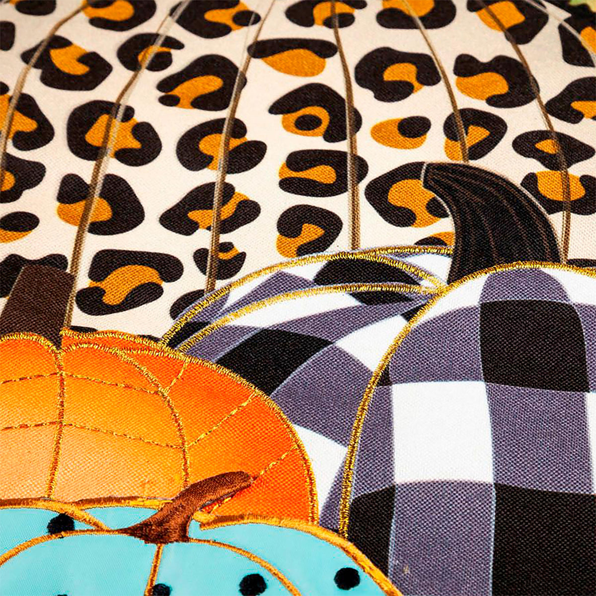 Mixed Print Pumpkins House Linen Flag