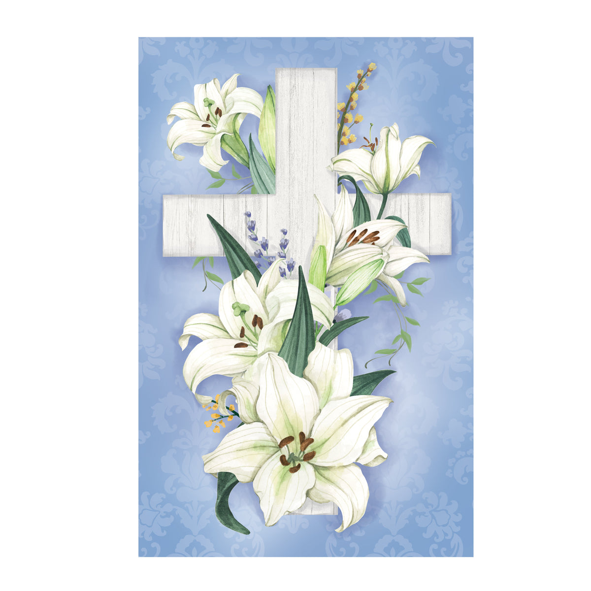 Cross Of Lilies Applique Garden Flag