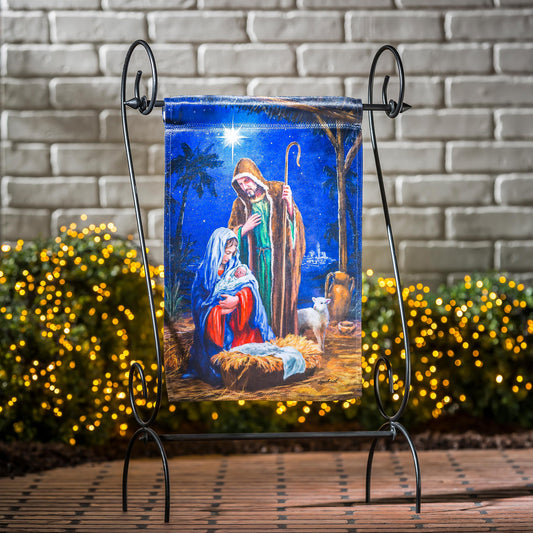 Holy Night Nativity Garden Lustre Flag