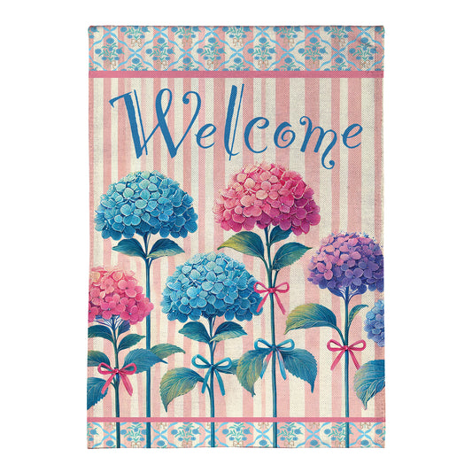 Vintage Hydrangea Burlap Garden Flag