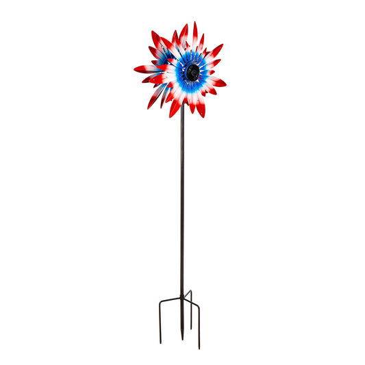 American Classic Wind Spinner, Solar with Chasing Lights Patriotic Expressions, 75"H