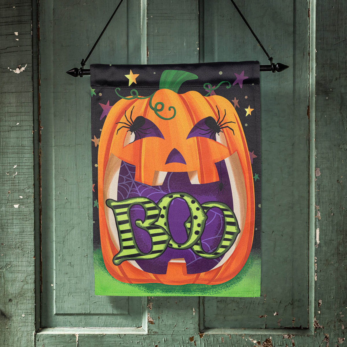 Boo Jack Pumpkin Suede Garden Flag