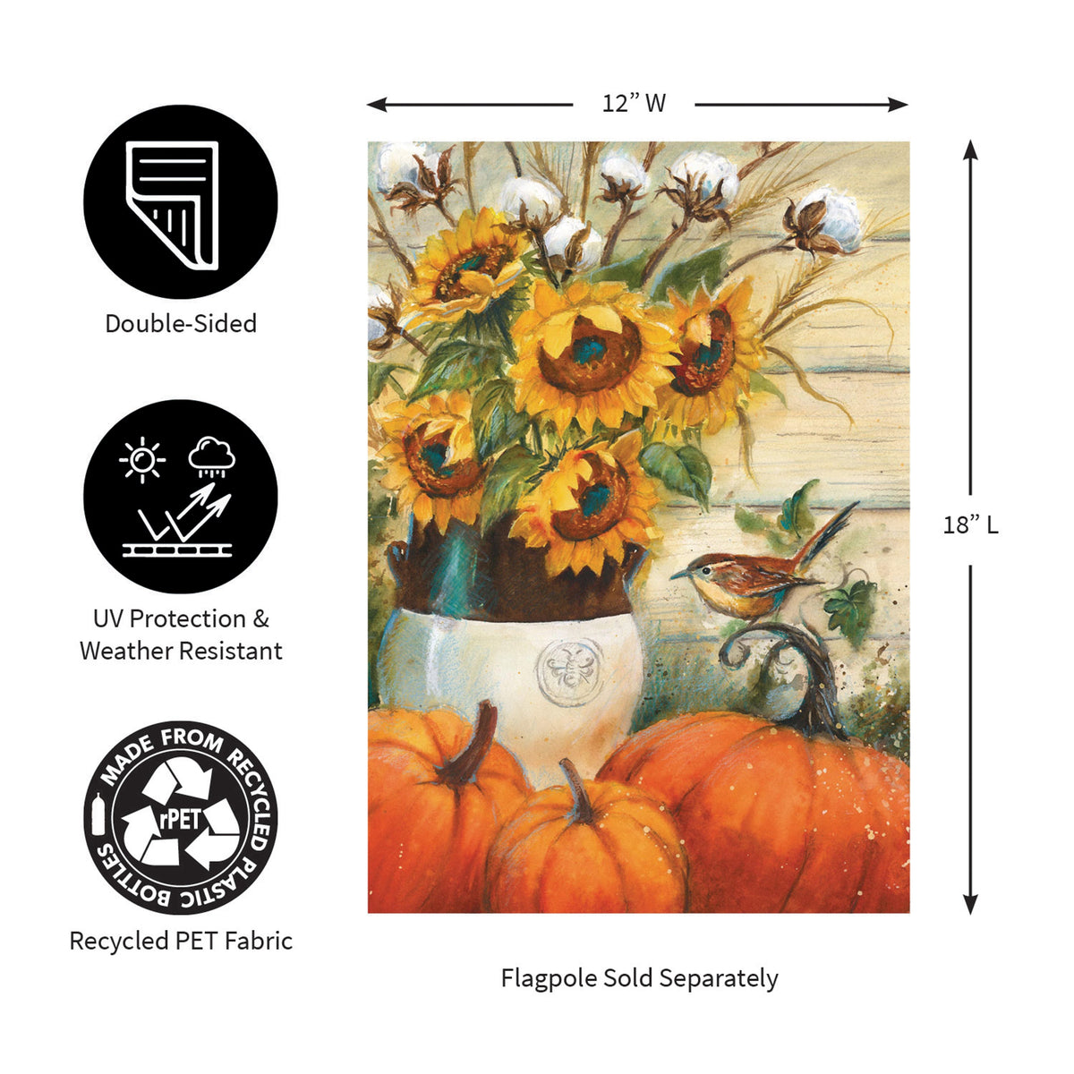Cotton & Sunflowers Suede Garden Flag