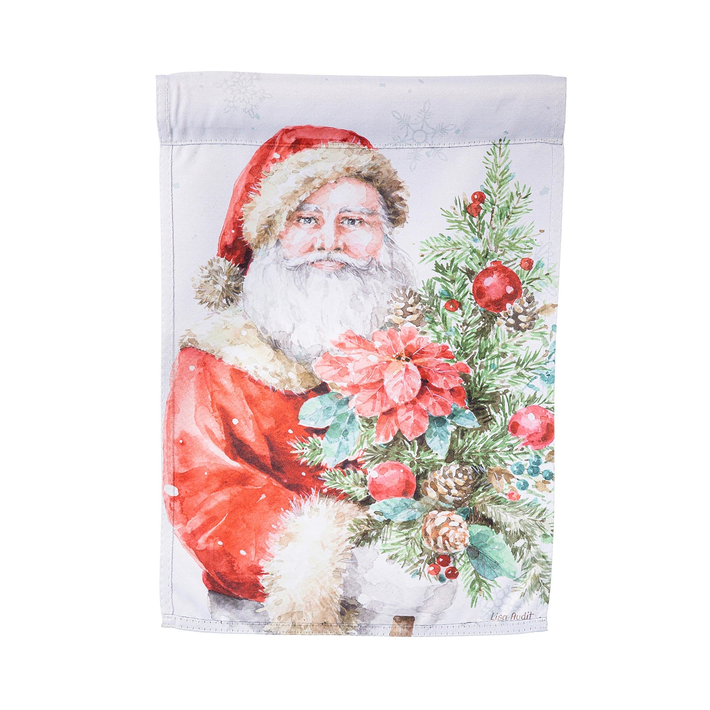 Santa and Christmas Tree Suede House Flag