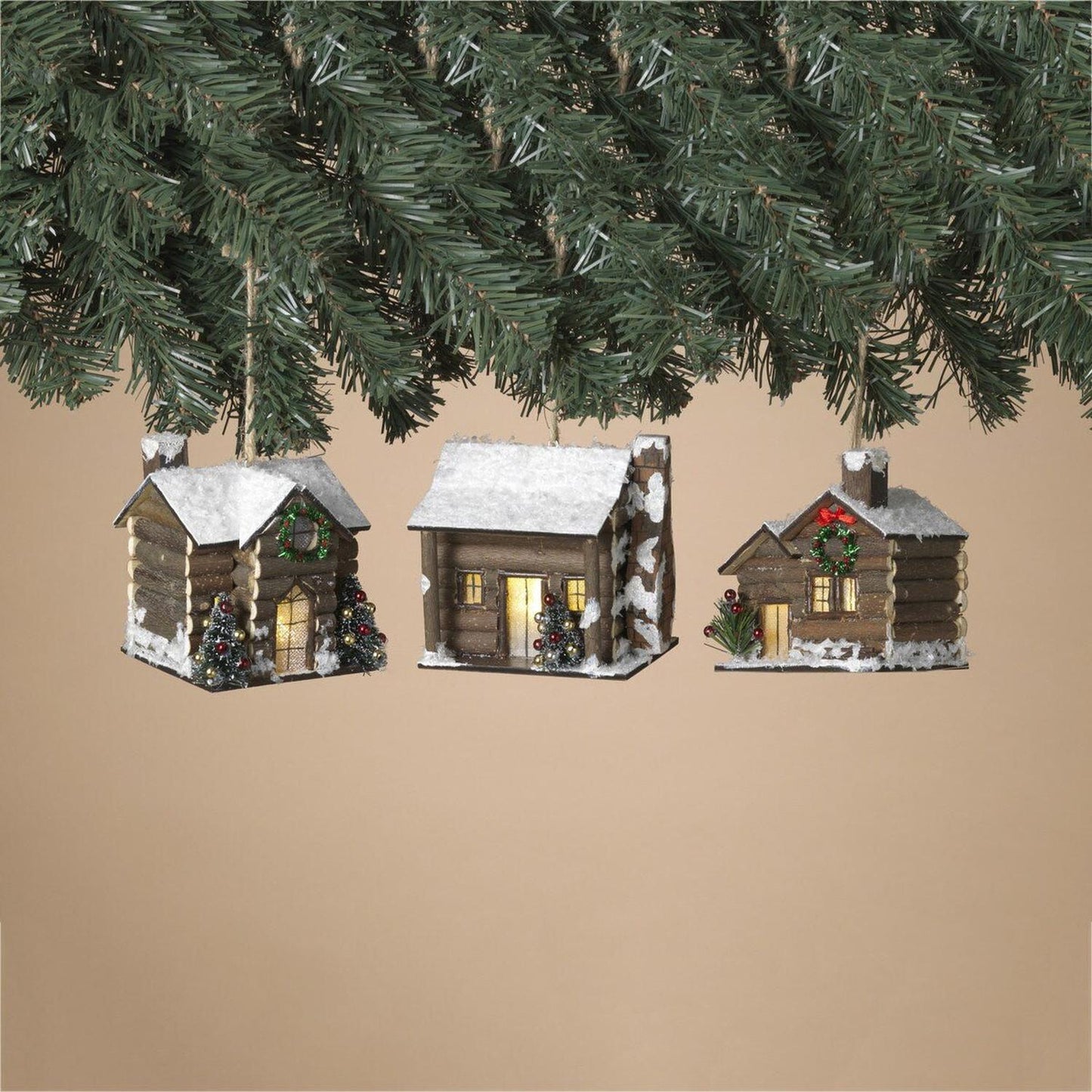 3.75" Lighted Wood House Ornament