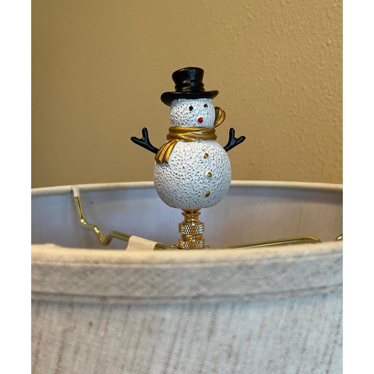 3.7"H Silver and Gold Christmas Snowman Polished Brass Base Lamp Finial