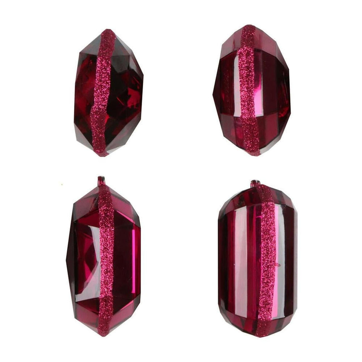 4-5" Acrylic Jewel Assortment Ornament: Burgundy (Set 4)