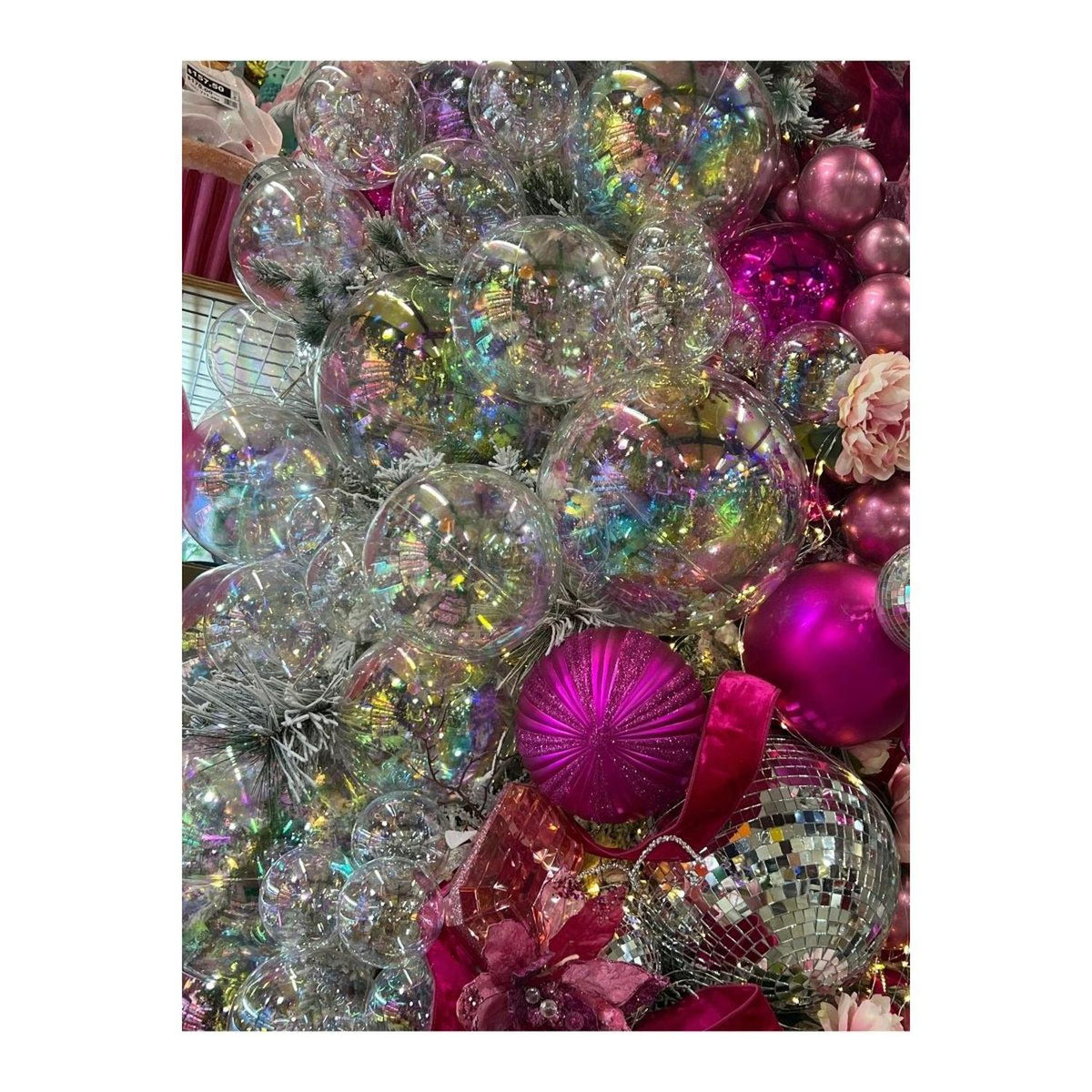 4" Clear Iridescent Ball Ornament (Set of 6)