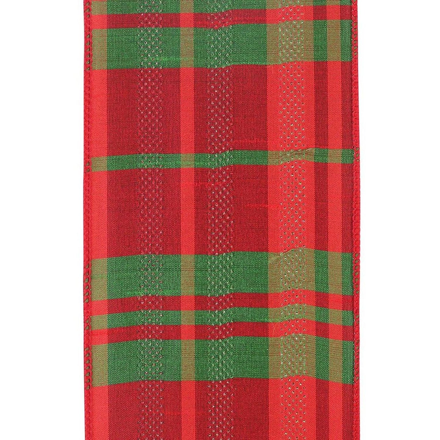 4" Dupioni Plaid Glitter Stripe Ribbon: Multi (10 Yards)