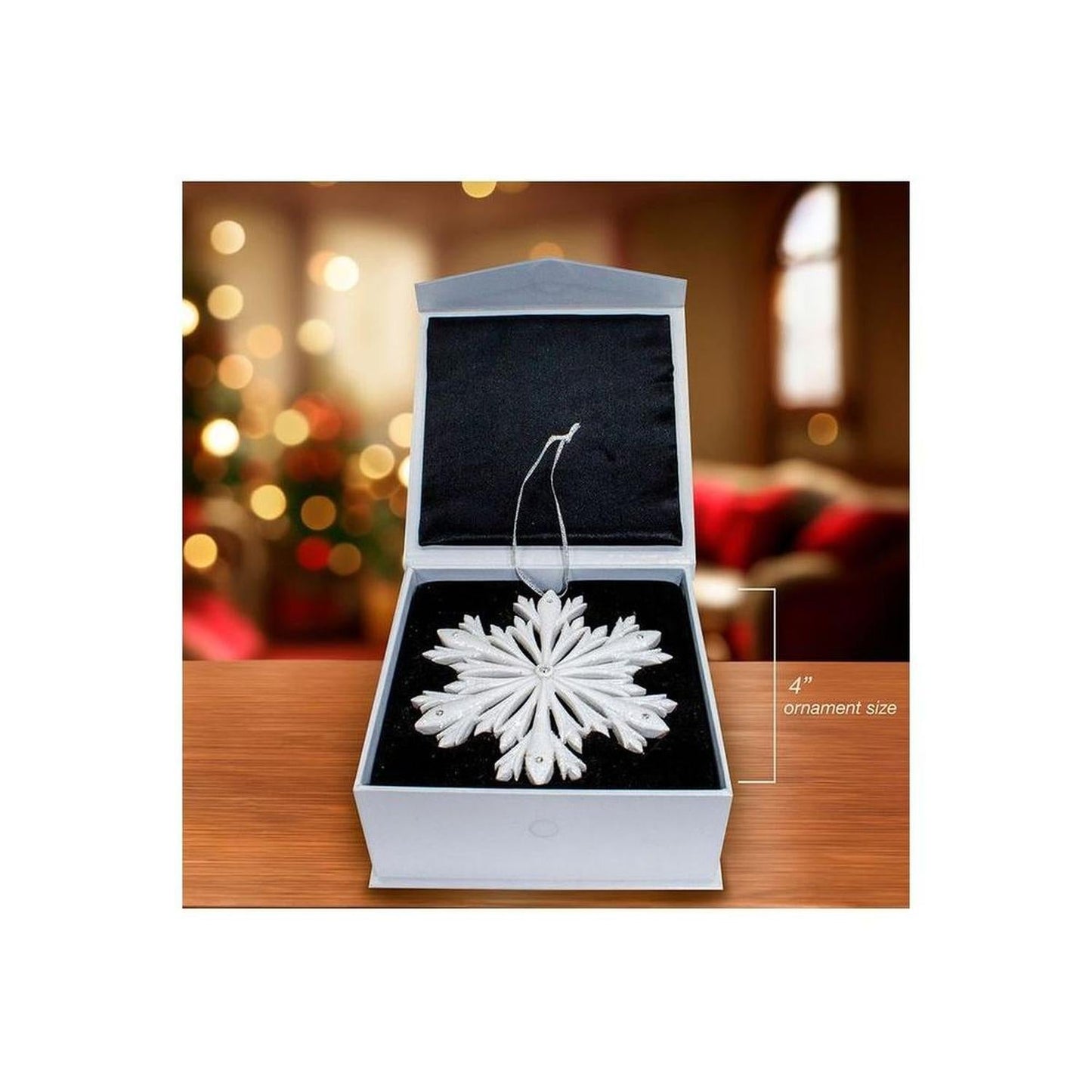 4" Elegant Snowflake Ornament with Swarovski