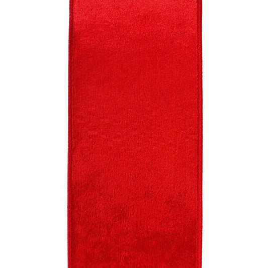 4" Designer Plush Velvet Elite Ribbon: Red (5 Yards)
