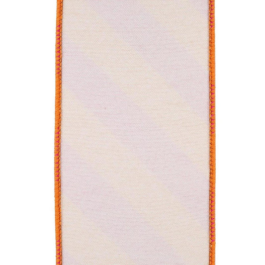 4" Diagonal Stripe Canvas Ribbon: Orange/Fuchsia (10 Yards)