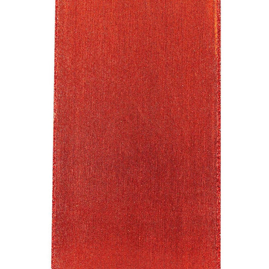 4" Glitter Metallic Shiny Back Ribbon: Red (10 Yards)